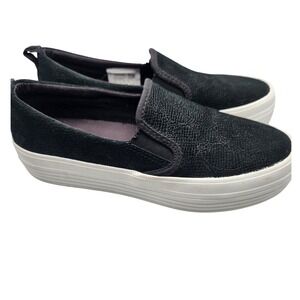 Sperry platform black suede leather Size 5.5 slip‎ ons